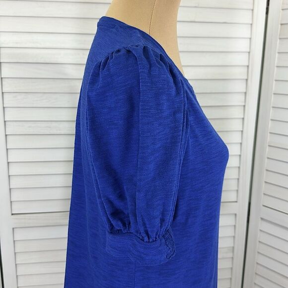 Chico’s Slub Top Size 1 (8) Blue Short Sleeve - Picture 6 of 12